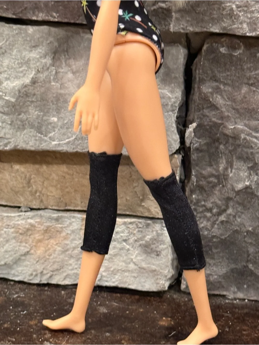 Barbie Vintage white socks black thread & black leg warmers